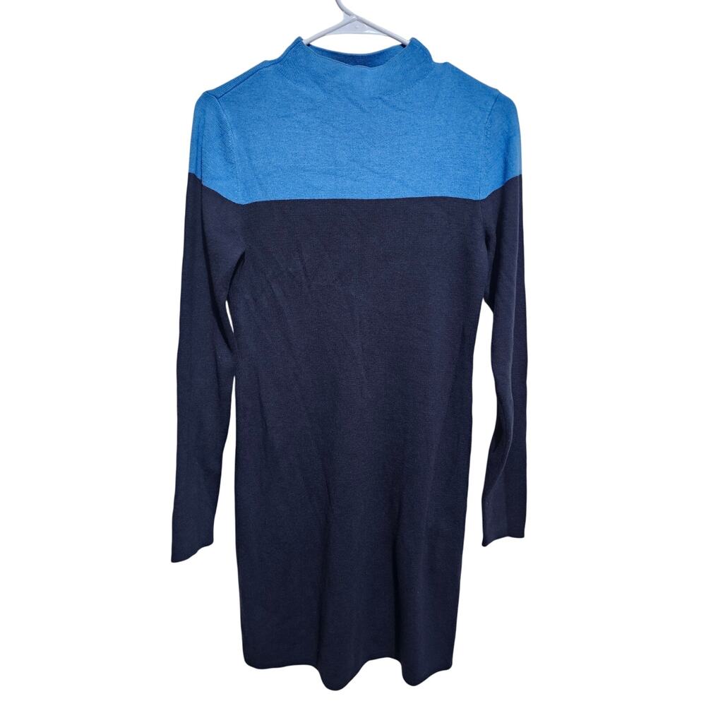 Ann Taylor Dress Size Small Viscose Nylon Mock Neck Color Block Blue (902)